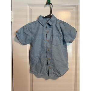 Ben Sherman Boy Short Sleeve Button Up Size 5 Light Blue Chambray Casual Modern